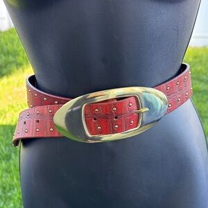 Free People Brown Leather Belt with large buckle